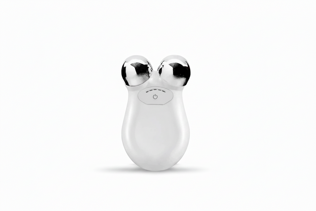 Microcurrent facial toning device with branding on a white background